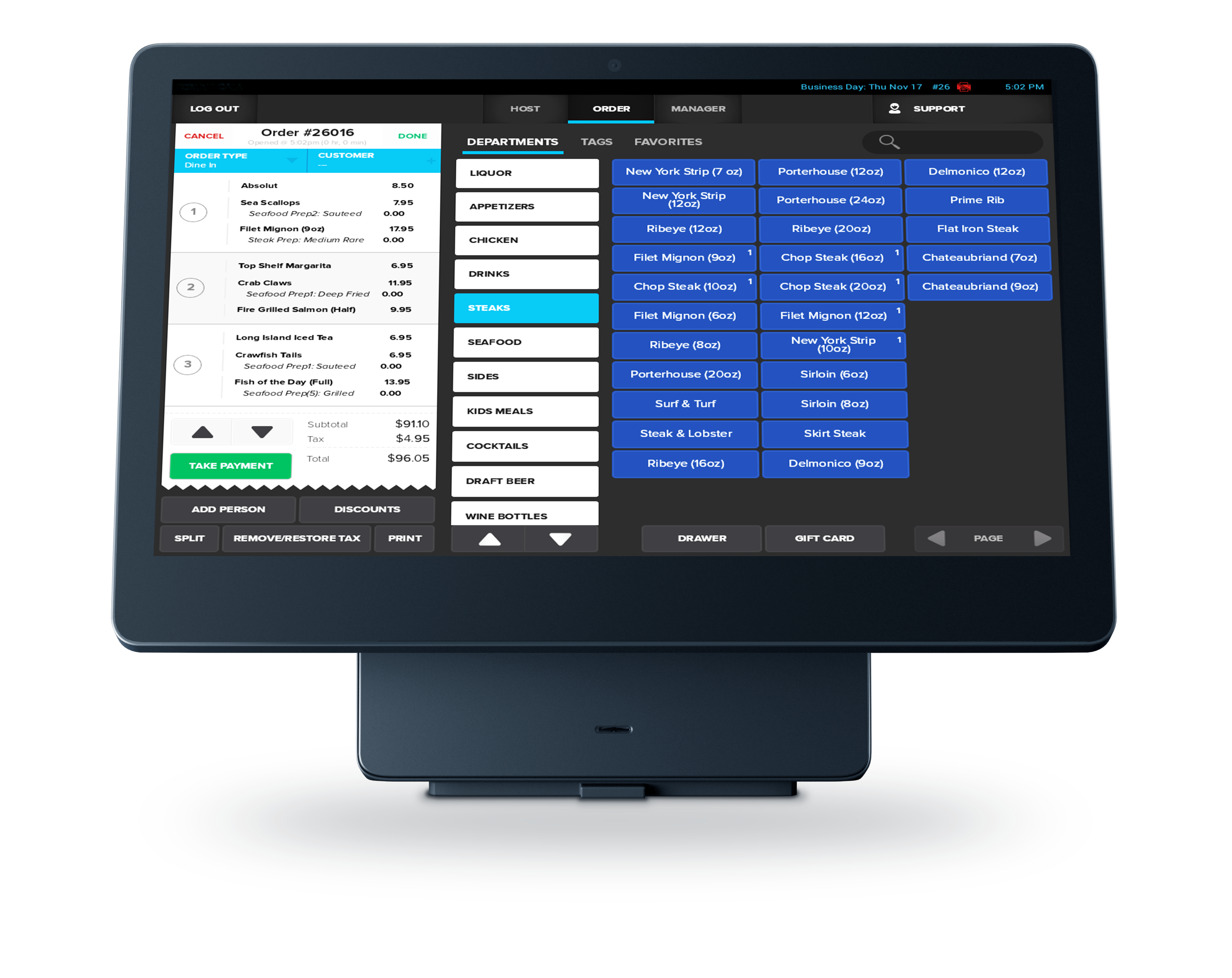 screenshot of Skytab POS